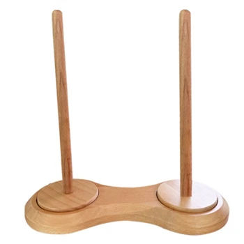 Двойной деревянный держатель мотка пряжи для вязания крючком, держатель пряжи для вязания, распределитель шпинделя для пряжи, инструмент для вязания крючком, легко заменяемый